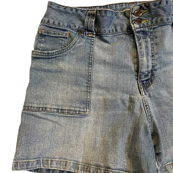 Vintage Faded Glory high rise denim jean cargo shorts size 14 - Picture 2 of 9